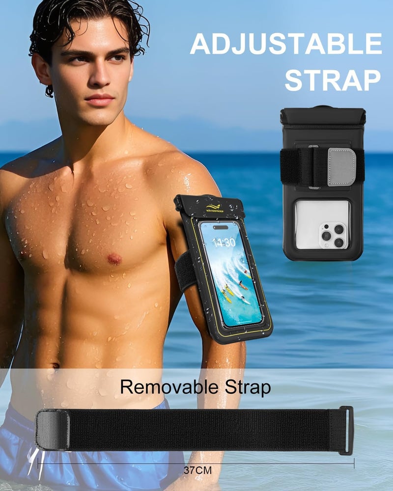 XFEXFE 2-in-1 Waterproof Phone Pouch & Phone Armband Floating, Underwater Water Proof Phone Case with Detachable Strap, Waterproof Bags Up to 6.9", Beach Vacation Water Park Essentials - Image 5